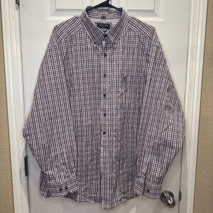Ariat Pro Series Men's XXL Long Sleeve Button Down Vented Purple Blue White